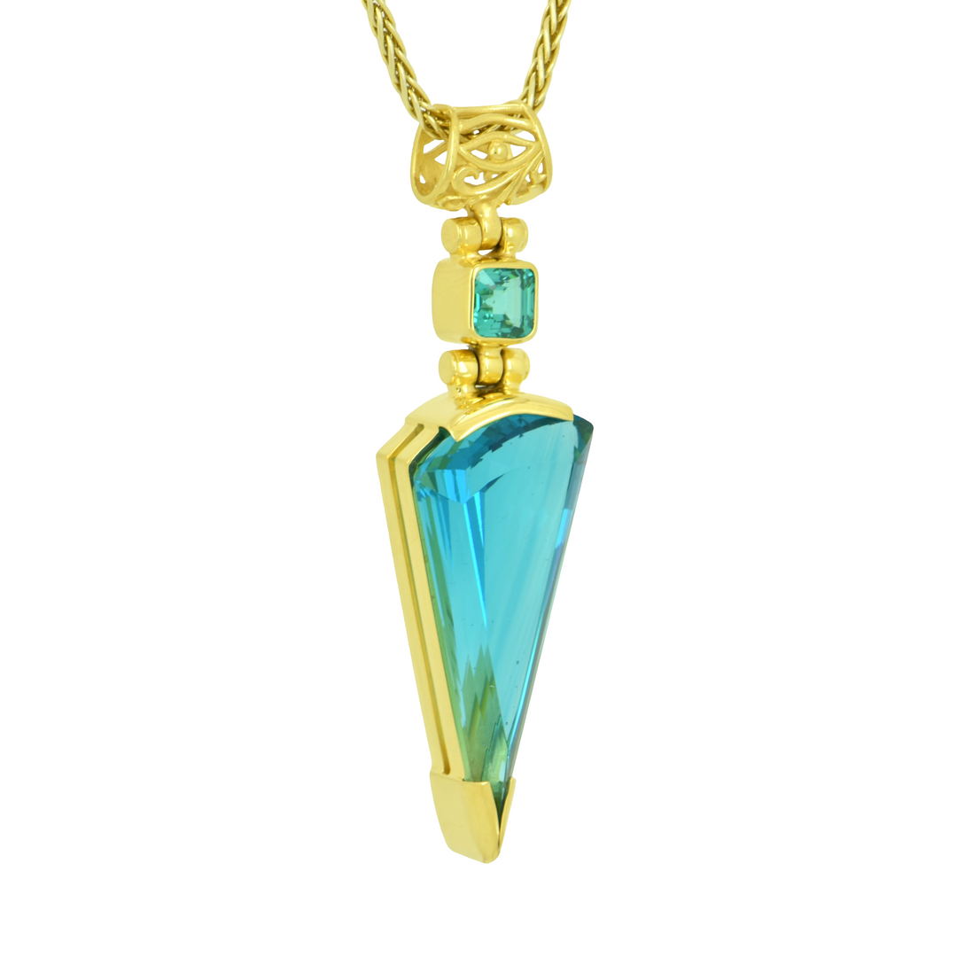 Blue Green Obsidian Pendant