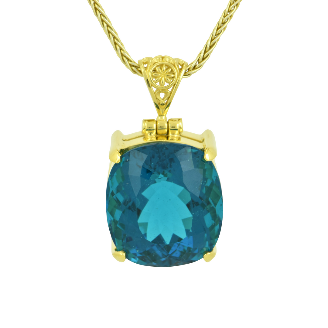 Blue Green Obsidian Pendant
