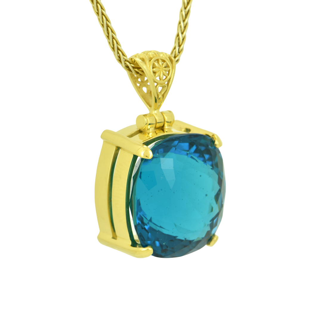 Blue Green Obsidian Pendant