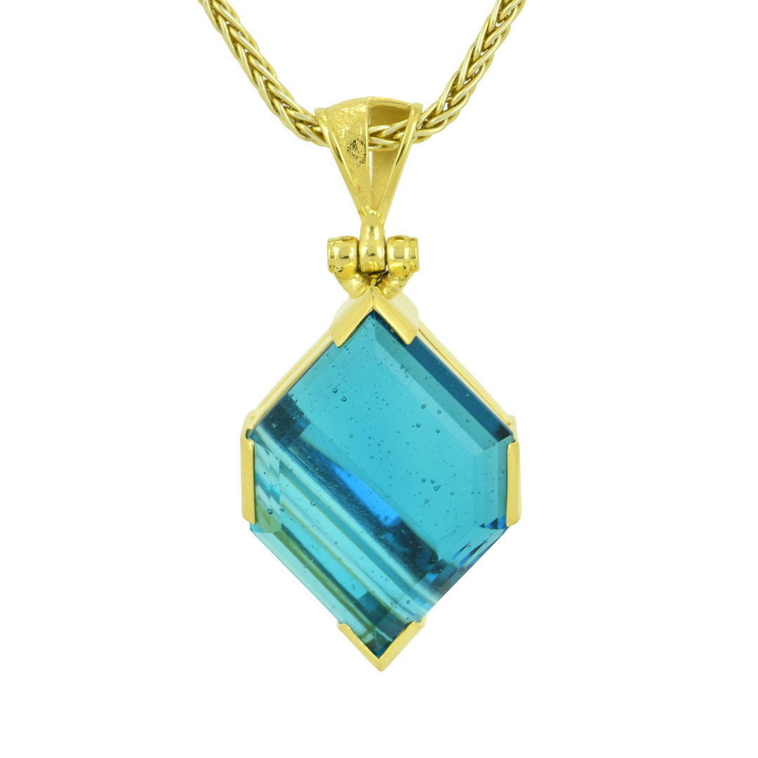 Blue Green Obsidian Pendant