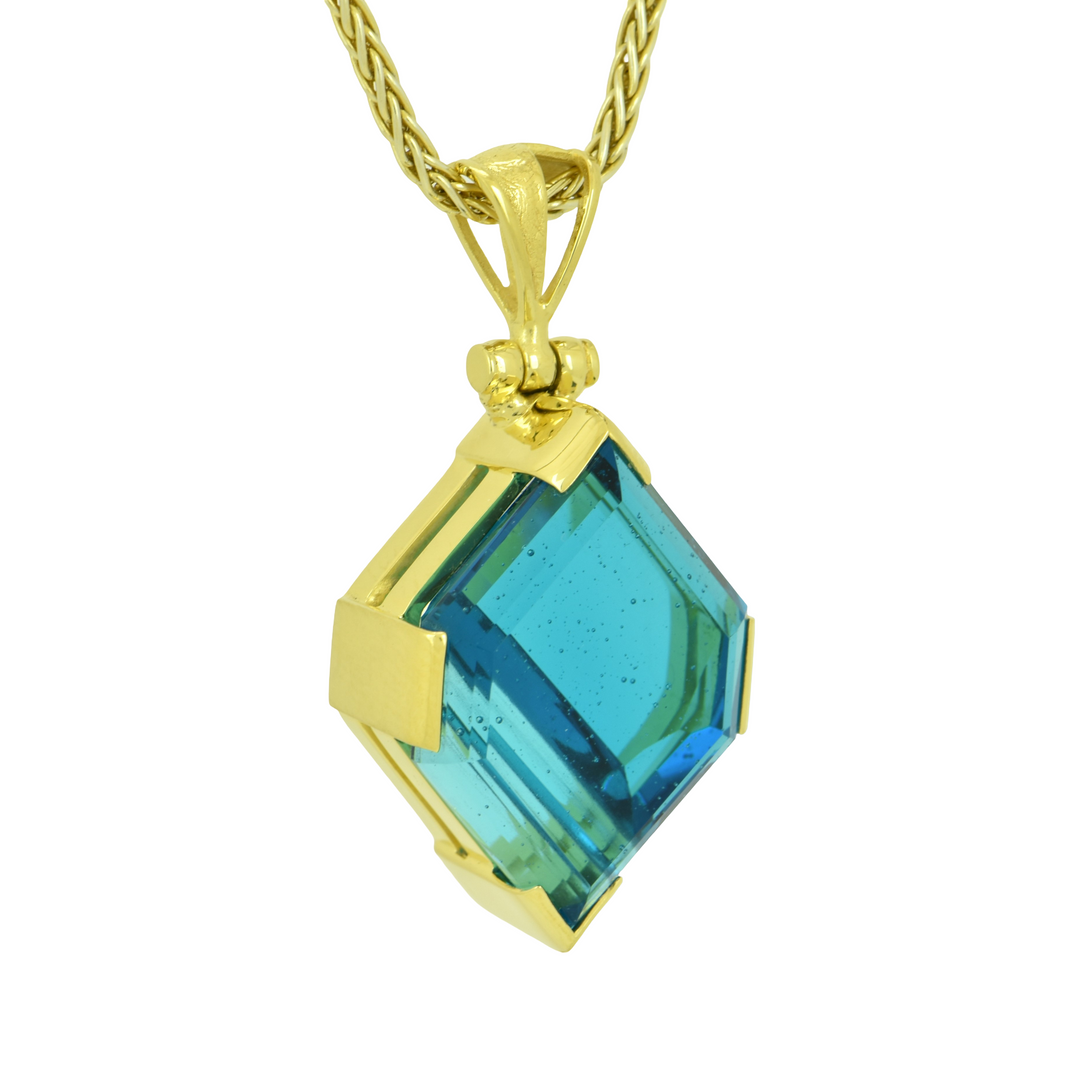 Blue Green Obsidian Pendant
