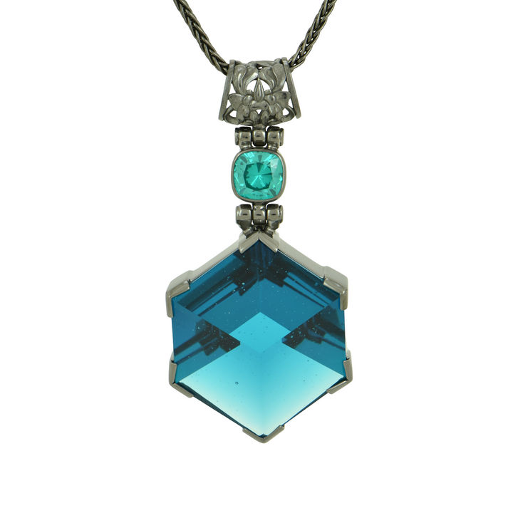 Blue Green Obsidian Portal Quartz Pendant