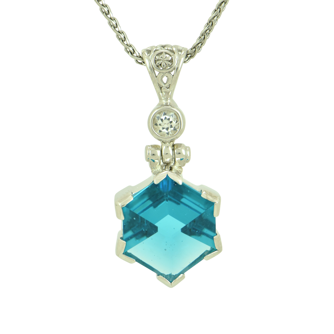 Blue Green Obsidian Portal Quartz Pendant