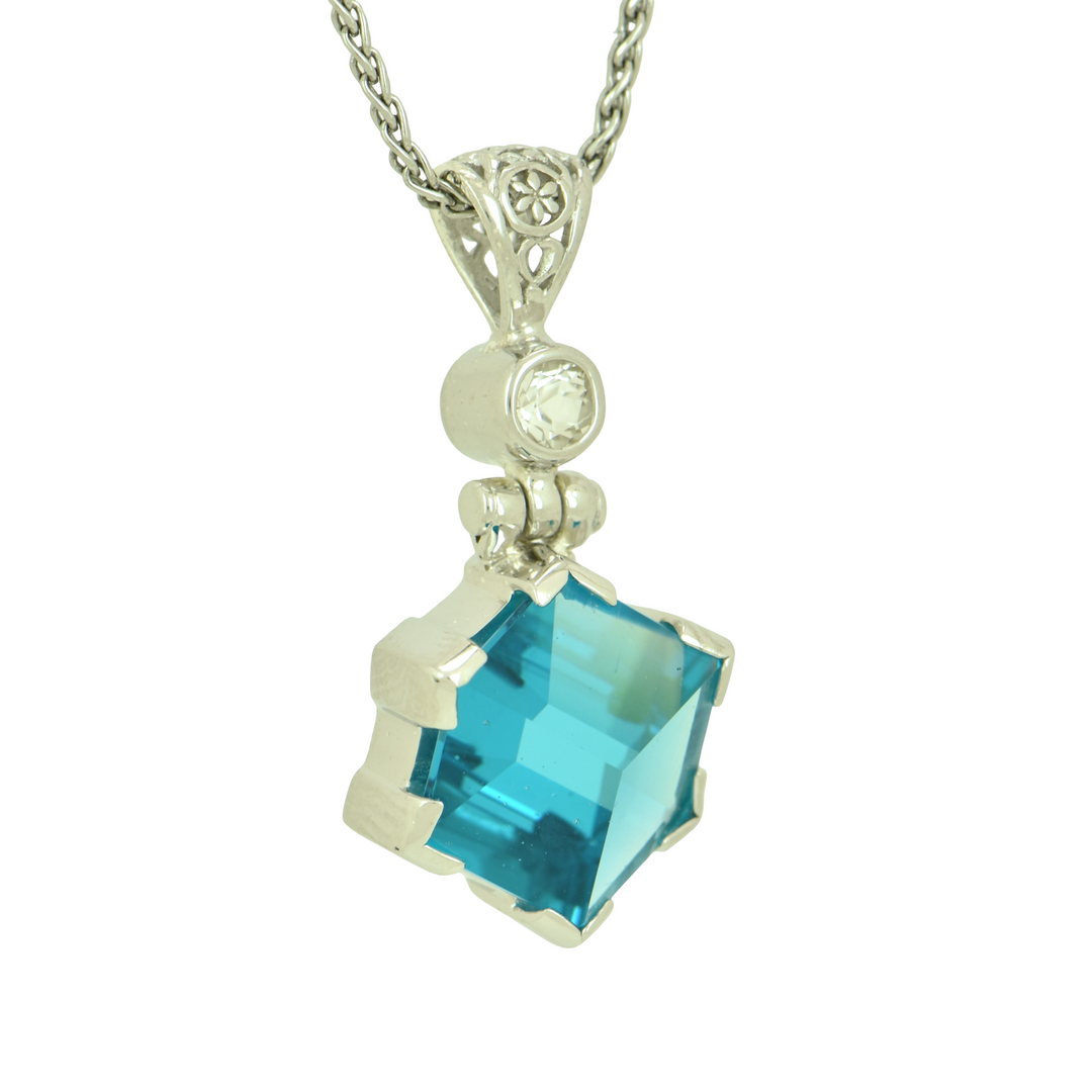 Blue Green Obsidian Portal Quartz Pendant