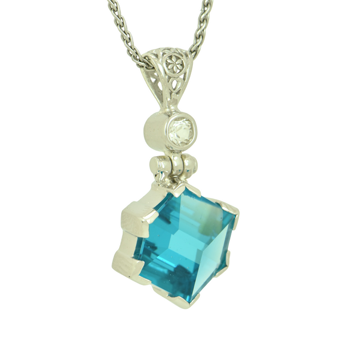 Blue Green Obsidian Portal Quartz Pendant