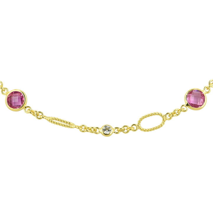 Pink Sapphire-White Topaz 28" Necklace