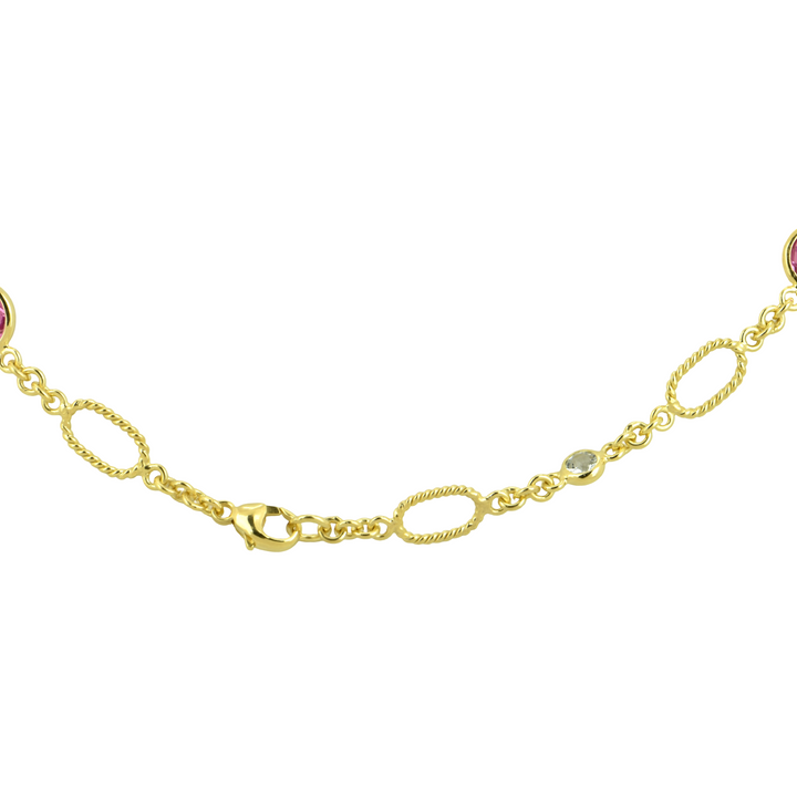 Pink Sapphire-White Topaz 28" Necklace