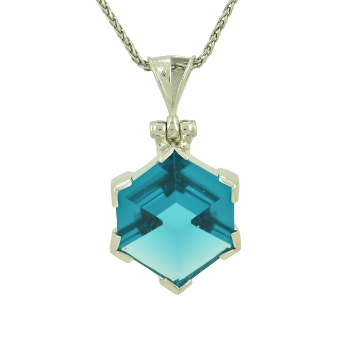 Blue Green Obsidian Portal Quartz Pendant