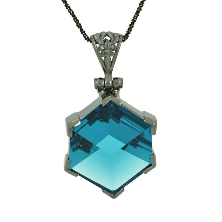 Blue Green Obsidian Portal Quartz Pendant