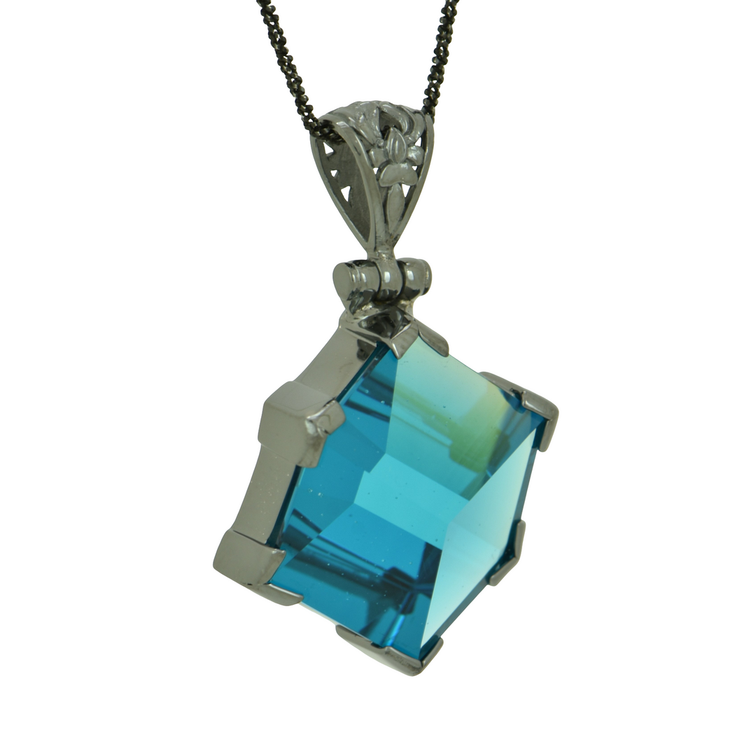 Blue Green Obsidian Portal Quartz Pendant