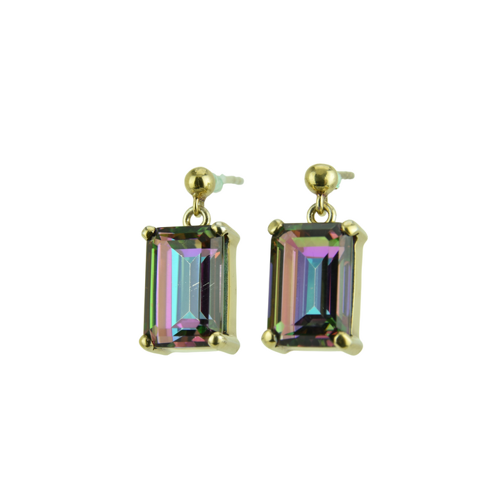 Peacock Mystic Quartz Earrings