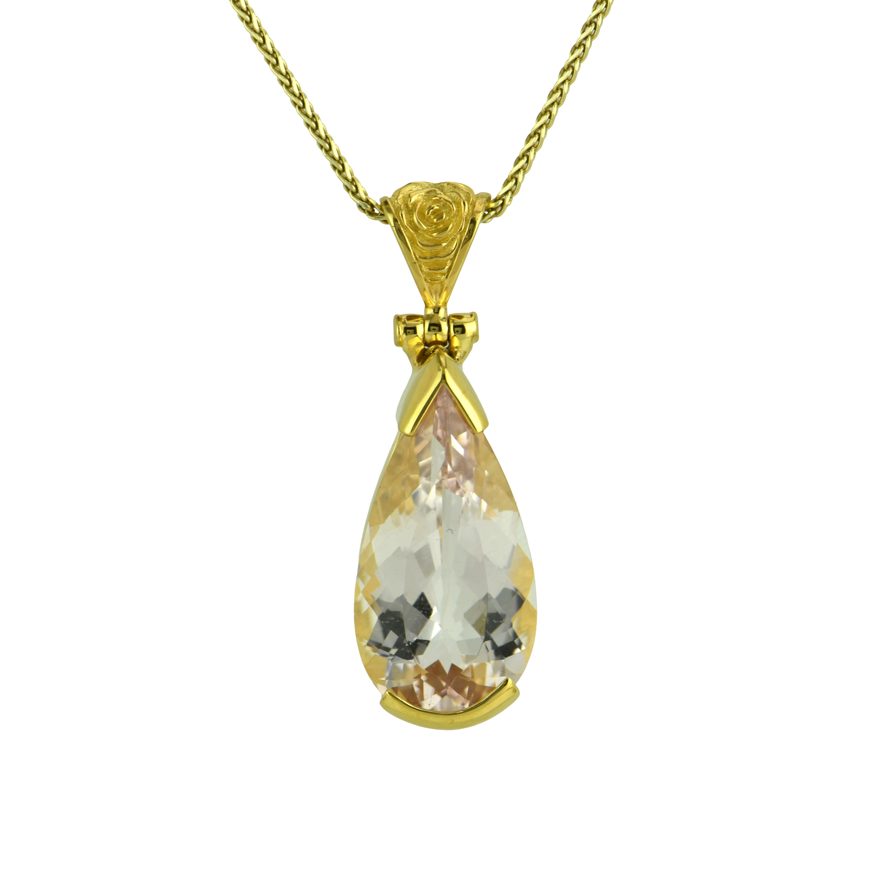 Morganite gold pendant, a gentle stone of compassion and emotional healing used in crystal healing to open the heart chakra, strengthen relationships, and balance the energy centers of the body.
