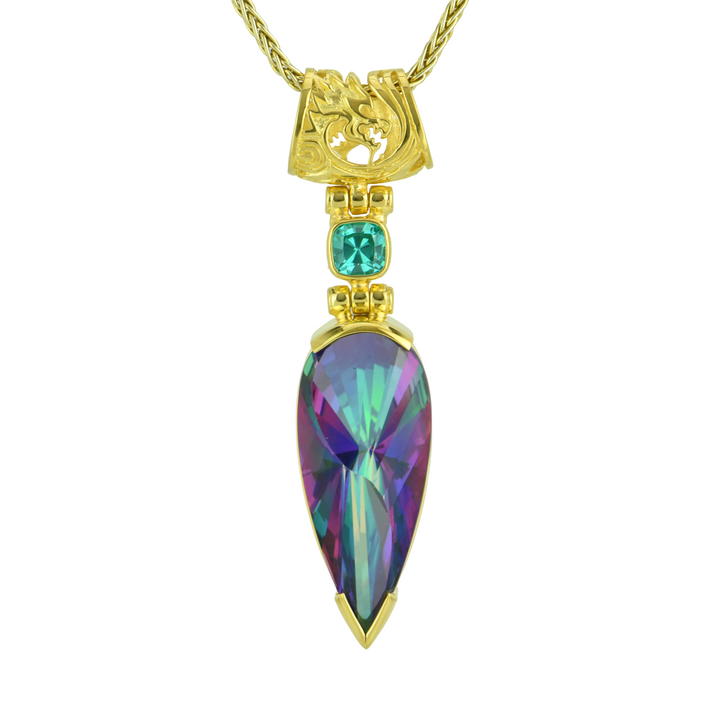 Peacock Mystic Quartz Pendant