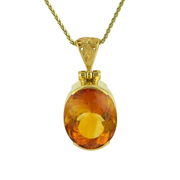 Oval Citrine Pendant, set in Sterling Silver plated in Yellow Gold
