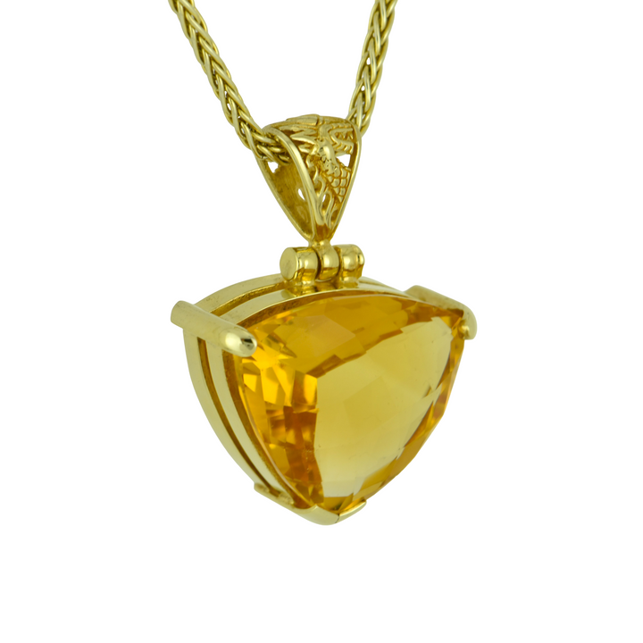 Trillion Citrine Pendant, set in Sterling Silver plated in Yellow Gold