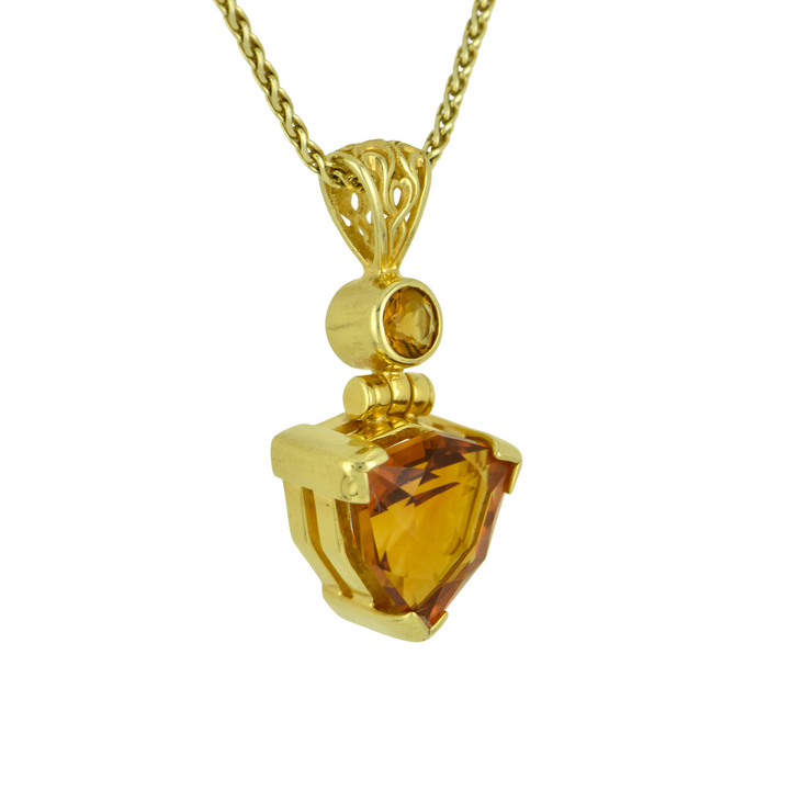 Trillion Citrine Pendant, set in Sterling Silver plated in Yellow Gold