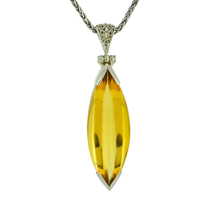 Citrine Pendant, set in Sterling Silver plated in White Rhodium