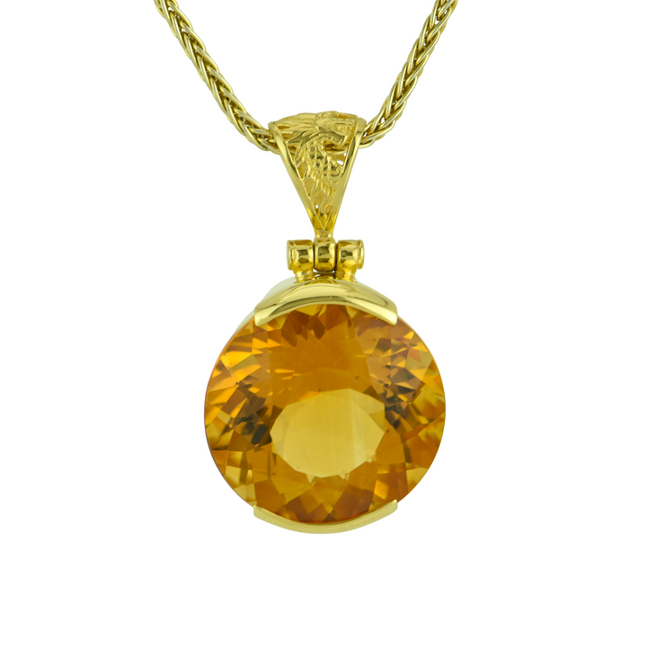 Round Citrine Pendant, set in Sterling Silver plated in Yellow Gold