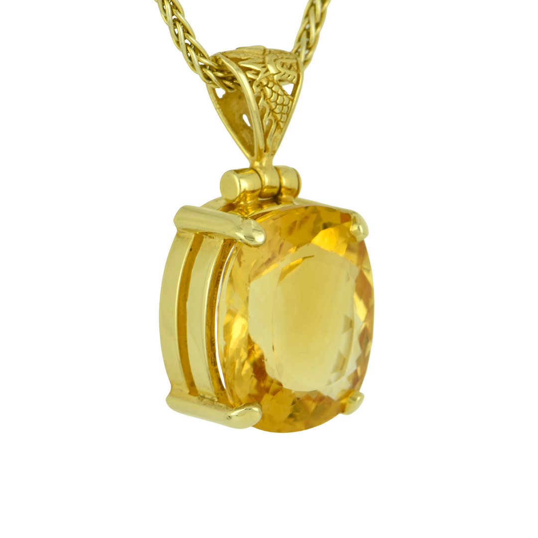 Emerald Cut Citrine Pendant, set in Sterling Silver plated in Yellow Gold