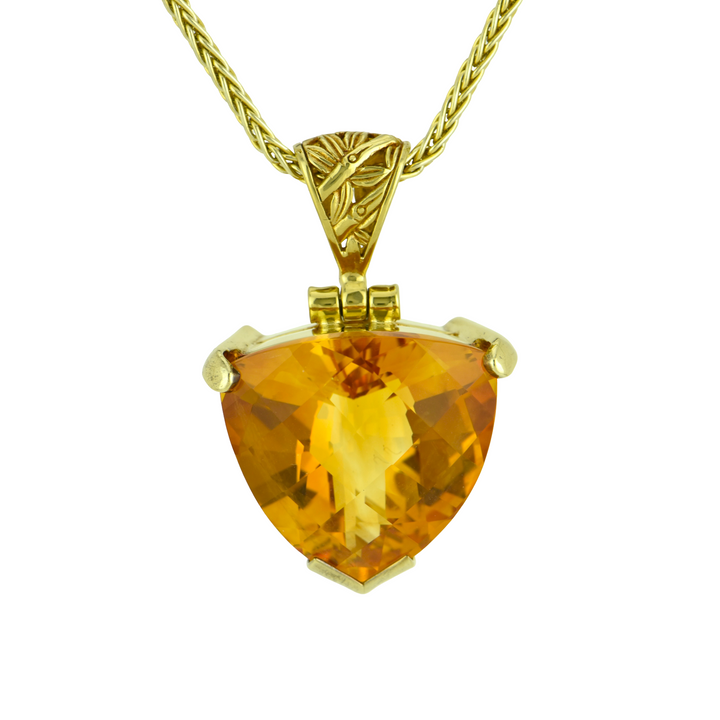Trillion Citrine Pendant, set in Sterling Silver plated in Yellow Gold