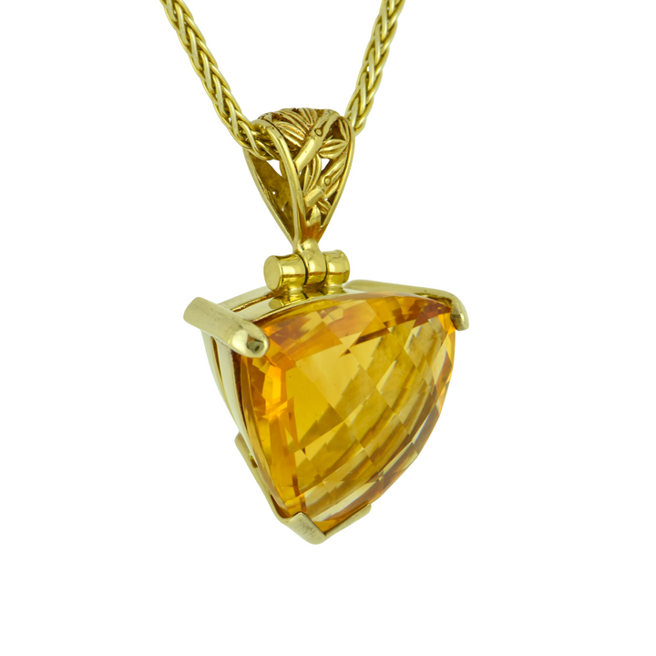 Trillion Citrine Pendant, set in Sterling Silver plated in Yellow Gold