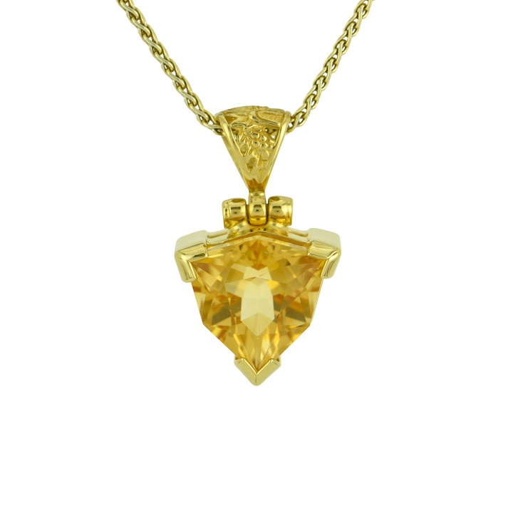 Trillion Citrine Pendant, set in Sterling Silver plated in Yellow Gold
