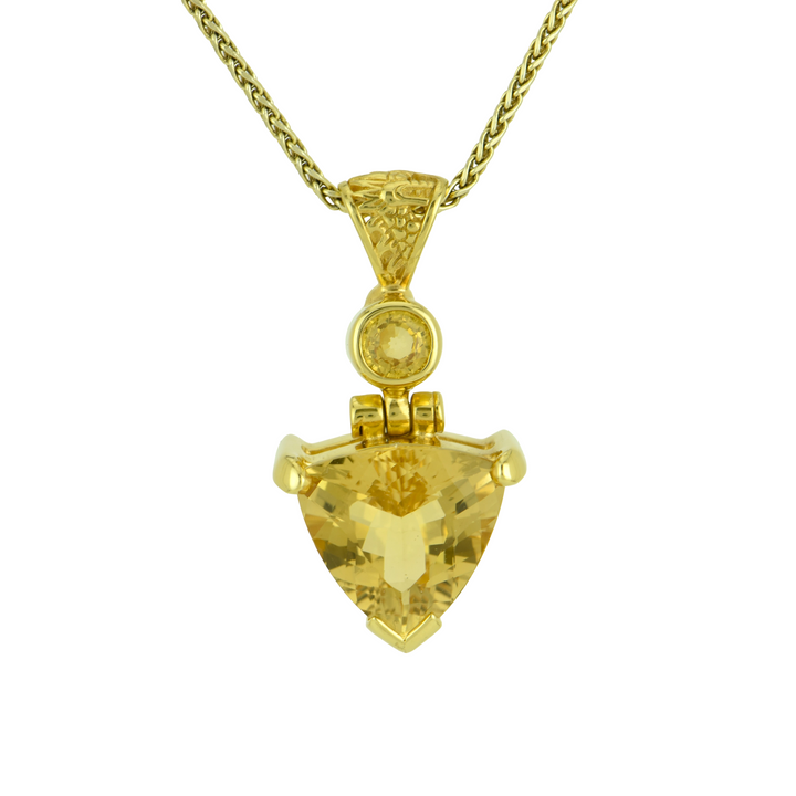 Trillion Citrine Pendant, set in Sterling Silver plated in Yellow Gold