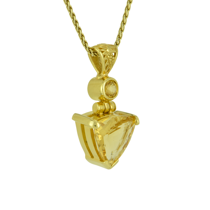 Trillion Citrine Pendant, set in Sterling Silver plated in Yellow Gold