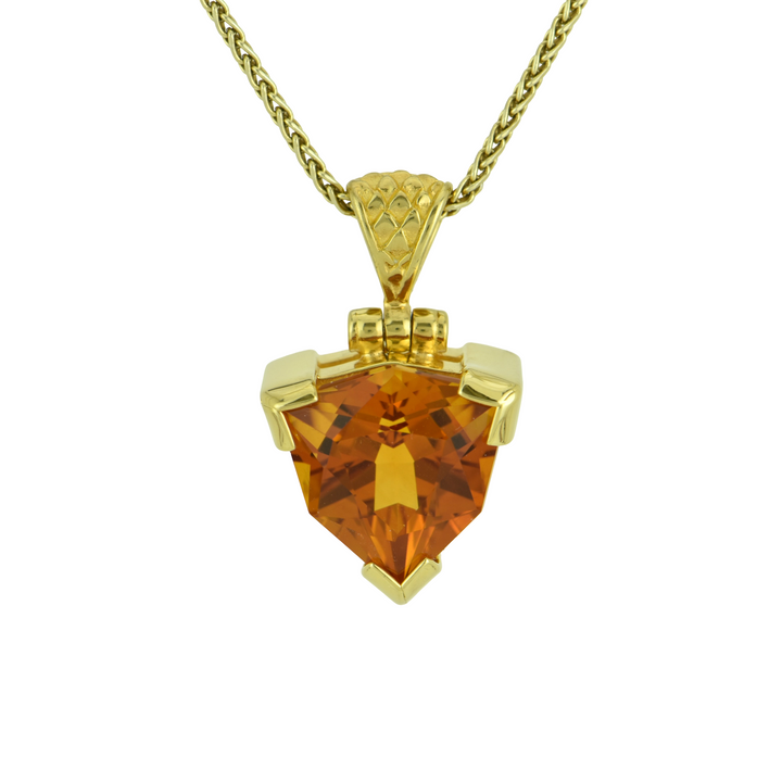 Trillion Citrine Pendant, set in Sterling Silver plated in Yellow Gold