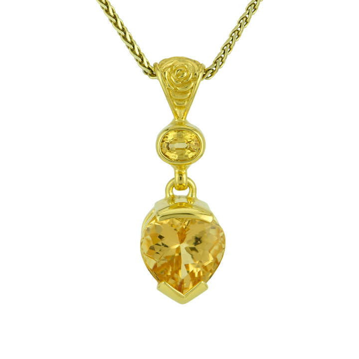 Pear Cut Imperial Topaz Pendant, set in Sterling Silver plated in Yellow Gold
