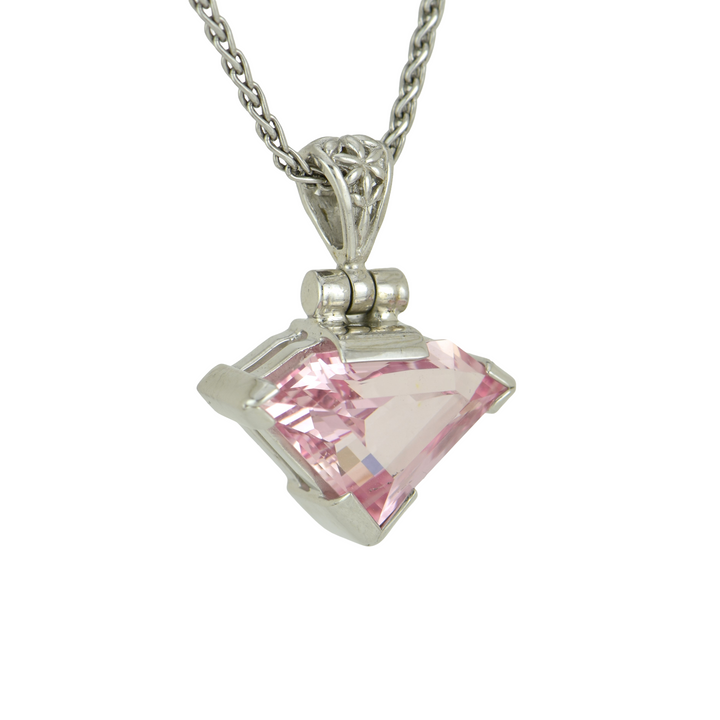Superman Imperial Pink Sapphire Pendant, set in Sterling Silver plated in White Rhodium