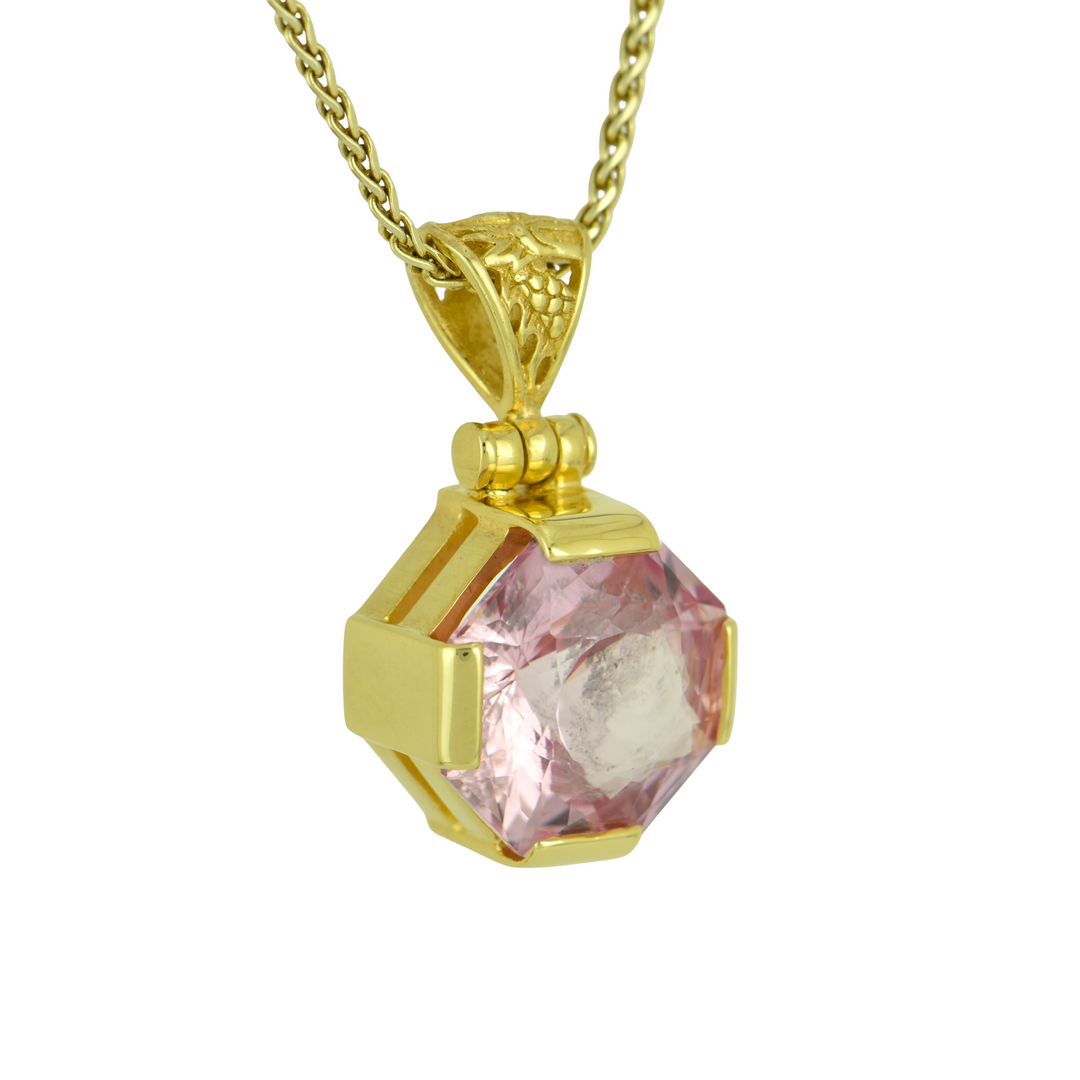 Imperial Pink Sapphire Pendant, set in Sterling Silver plated in Yellow Gold