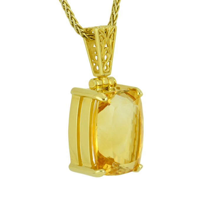 Emerald Cut Citrine Pendant, set in Sterling Silver plated in Yellow Gold