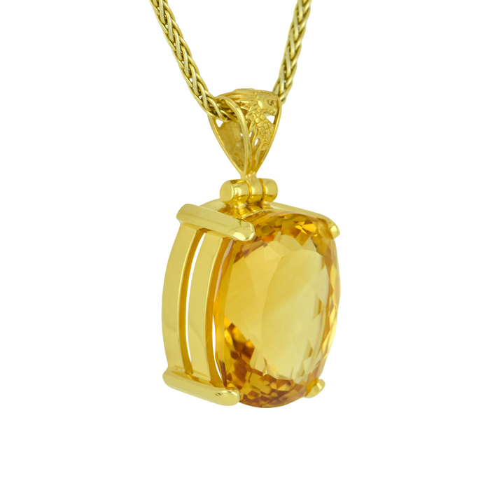 Emerald Cut Citrine Pendant, set in Sterling Silver plated in Yellow Gold