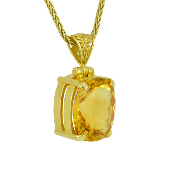 Emerald Cut Citrine Pendant, set in Sterling Silver plated in Yellow Gold