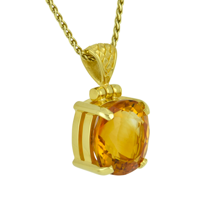 Emerald Cut Citrine Pendant, set in Sterling Silver plated in Yellow Gold