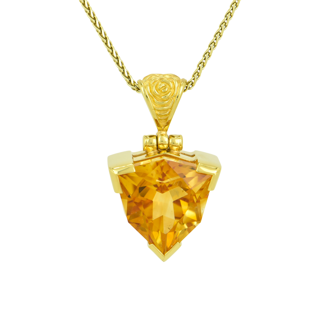 Trillion Citrine Pendant, set in Sterling Silver plated in Yellow Gold