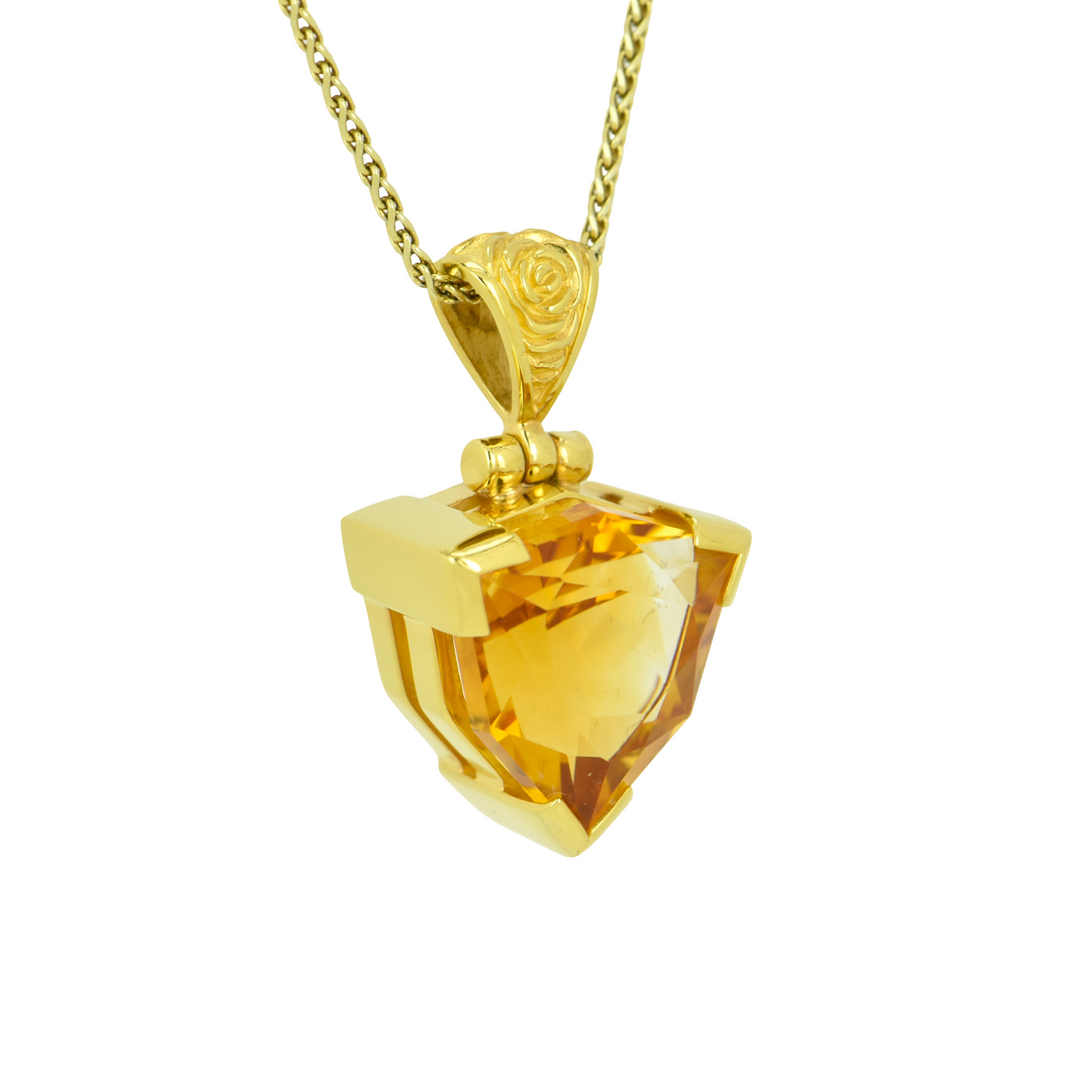 Trillion Citrine Pendant, set in Sterling Silver plated in Yellow Gold