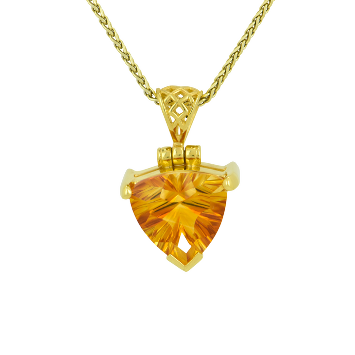 Trillion Citrine Pendant, set in Sterling Silver plated in Yellow Gold