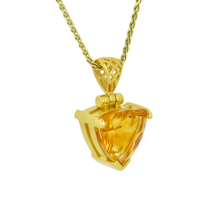 Trillion Citrine Pendant, set in Sterling Silver plated in Yellow Gold