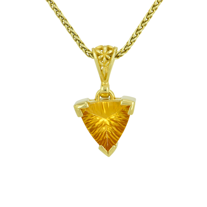 Trillion Citrine Pendant, set in Sterling Silver plated in Yellow Gold
