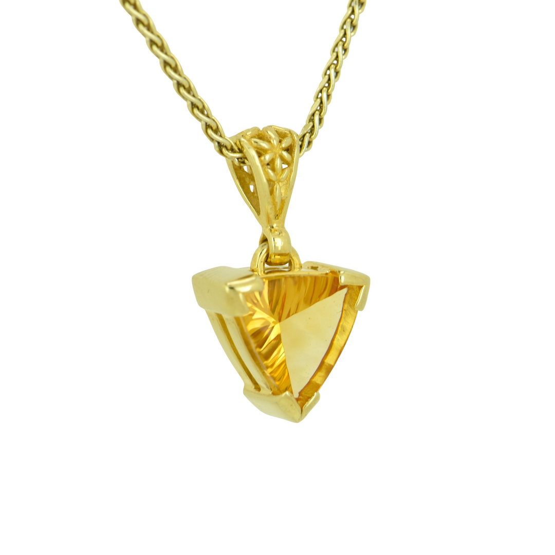 Trillion Citrine Pendant, set in Sterling Silver plated in Yellow Gold
