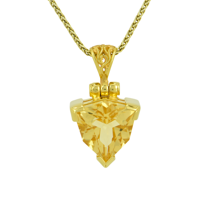 Trillion Citrine Pendant, set in Sterling Silver plated in Yellow Gold