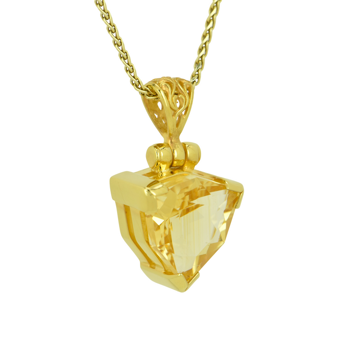 Trillion Citrine Pendant, set in Sterling Silver plated in Yellow Gold
