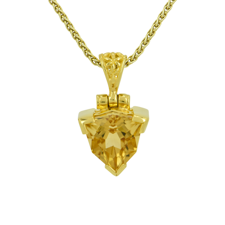 Trillion Citrine Pendant, set in Sterling Silver plated in Yellow Gold