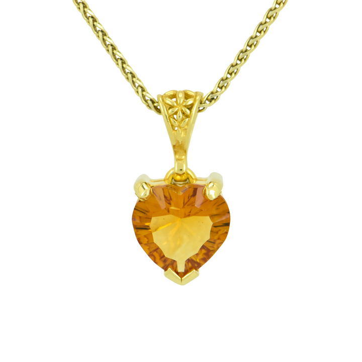 Heart-Shaped Citrine Pendant, set in Sterling Silver plated in Yellow Gold