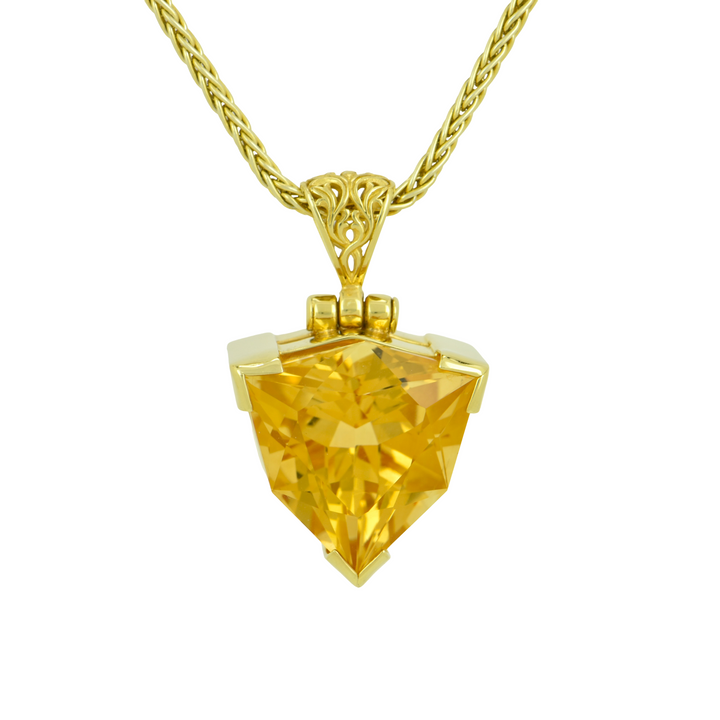 Trillion Citrine Pendant, set in Sterling Silver plated in Yellow Gold