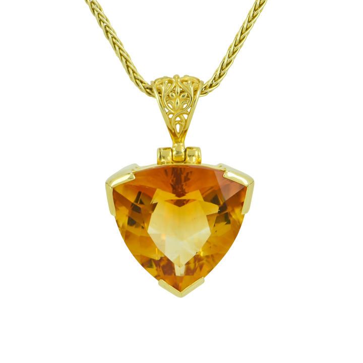 Trillion Citrine, set in Sterling Silver plated in Yellow Gold
