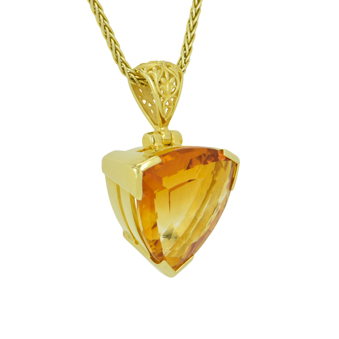 Trillion Citrine, set in Sterling Silver plated in Yellow Gold