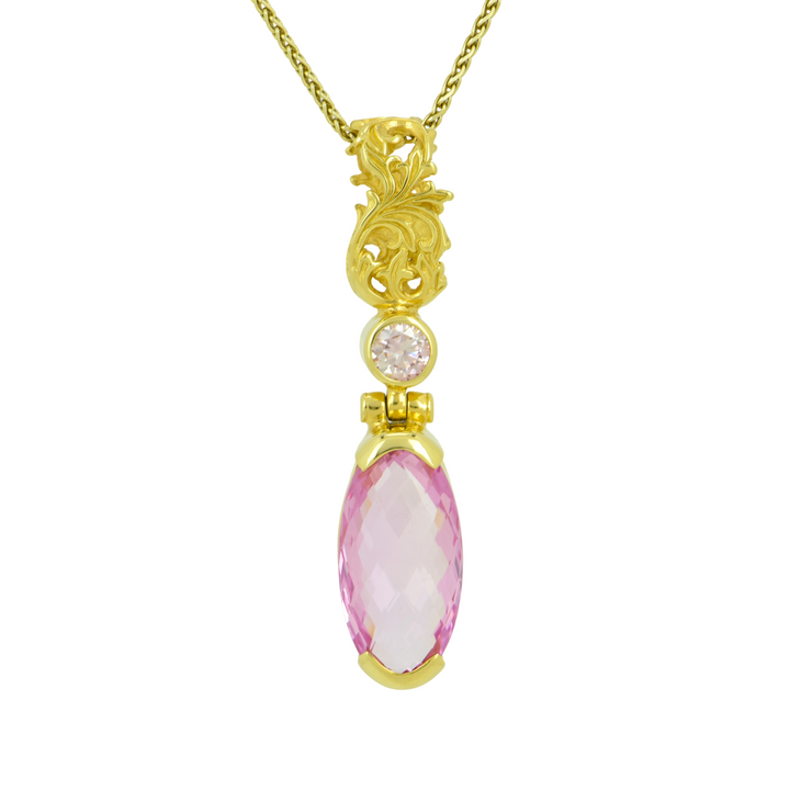Oval Shasta Pink Sapphire Pendant, set in Sterling Silver plated in Yellow Gold